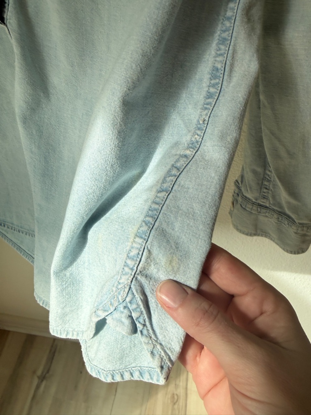 J. Crew Chambray Denim Button-Up Popover Shirt - small -GUC - Picture 7 of 7